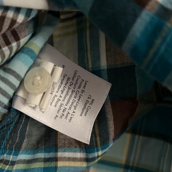 $5 EUC Eddie Bauer Flanel Print Short Sleeved Buttoned Top - Picture 6 of 6